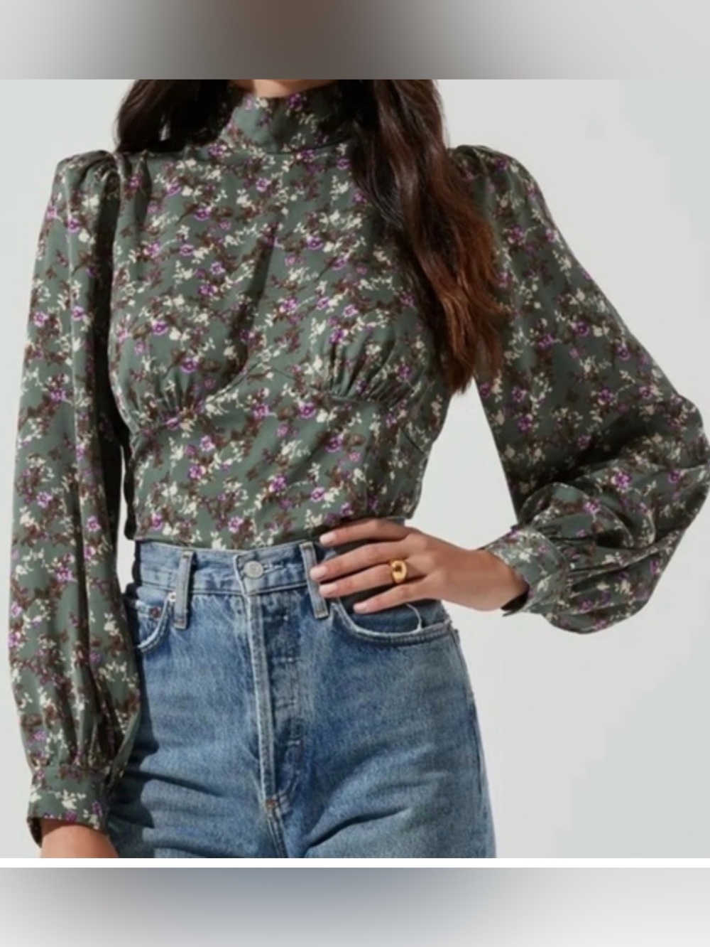 ASTR The Label Sage Multi Floral Top Blouse S